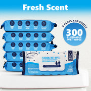 Flushable Wet Wipes 6 Packs 300 Wipes