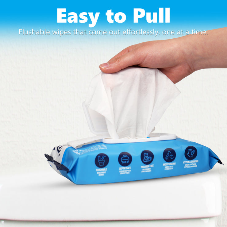 Flushable Wet Wipes 6 Packs 300 Wipes